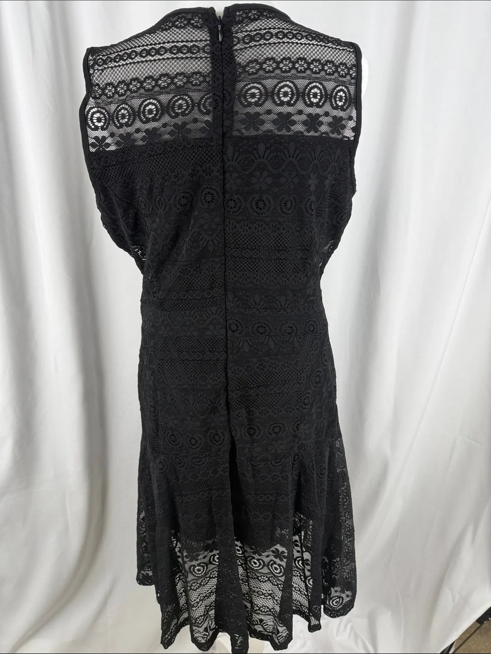 NY Collection Black Lace Midi Dress — Sleeveless Fit-and-Flare